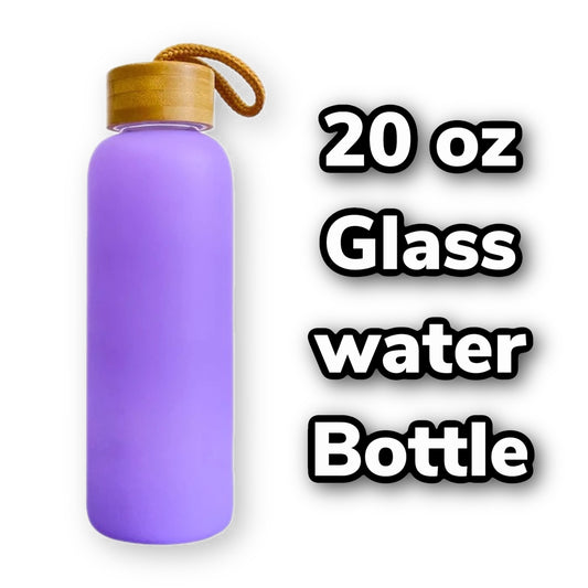 20 oz Sublimation COLOR MATTE glass WATER BOTTLE w/ bamboo lid