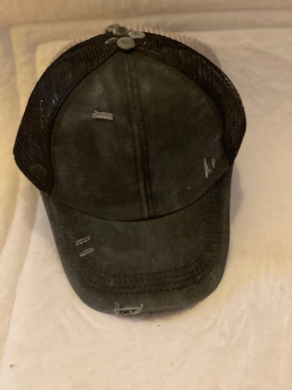 Distressed Ponytail baseball cap (WITH FREE PATCH)