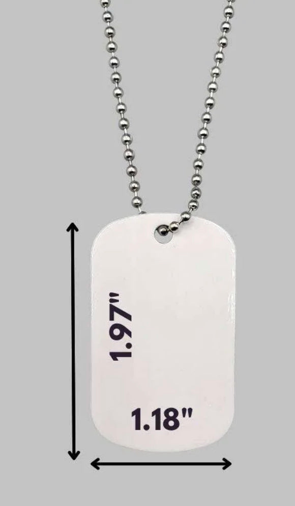 Military style embossed dog tag