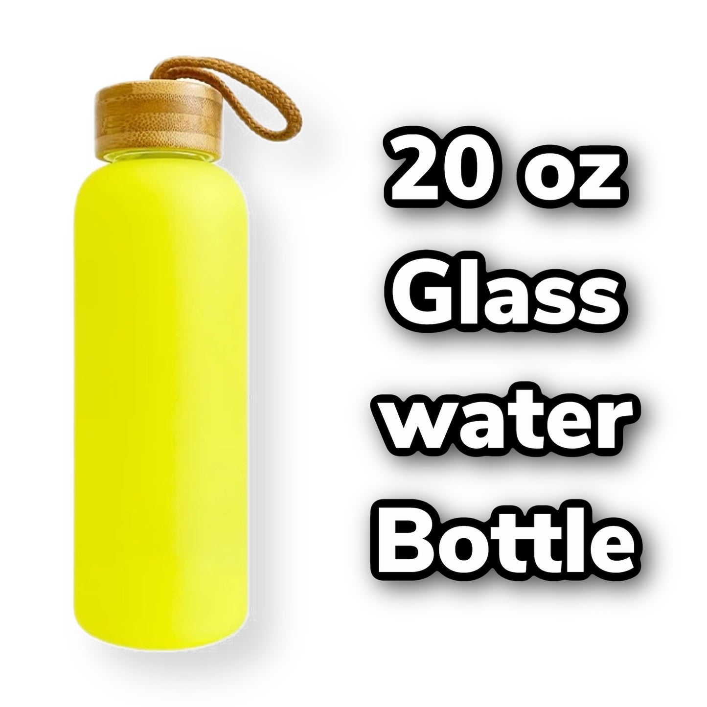 20 oz Sublimation COLOR MATTE glass WATER BOTTLE w/ bamboo lid