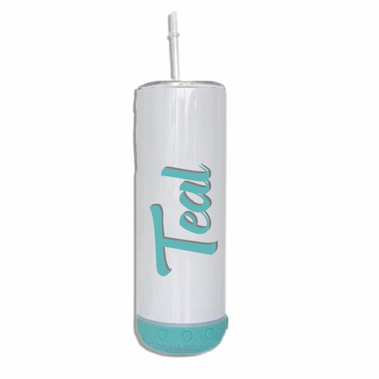 TEAL 20oz Skinny Sublimation STRAIGHT BLUETOOTH SPEAKER Tumbler