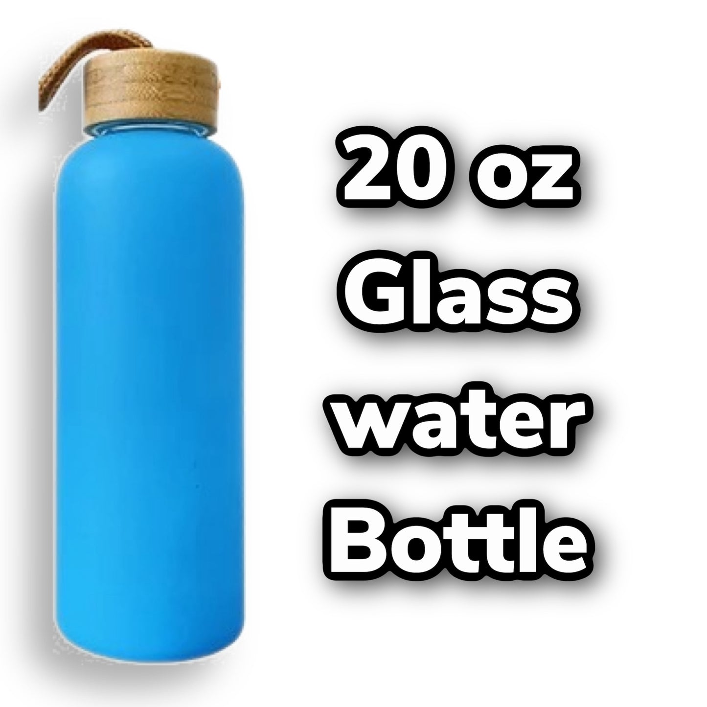 20 oz Sublimation COLOR MATTE glass WATER BOTTLE w/ bamboo lid