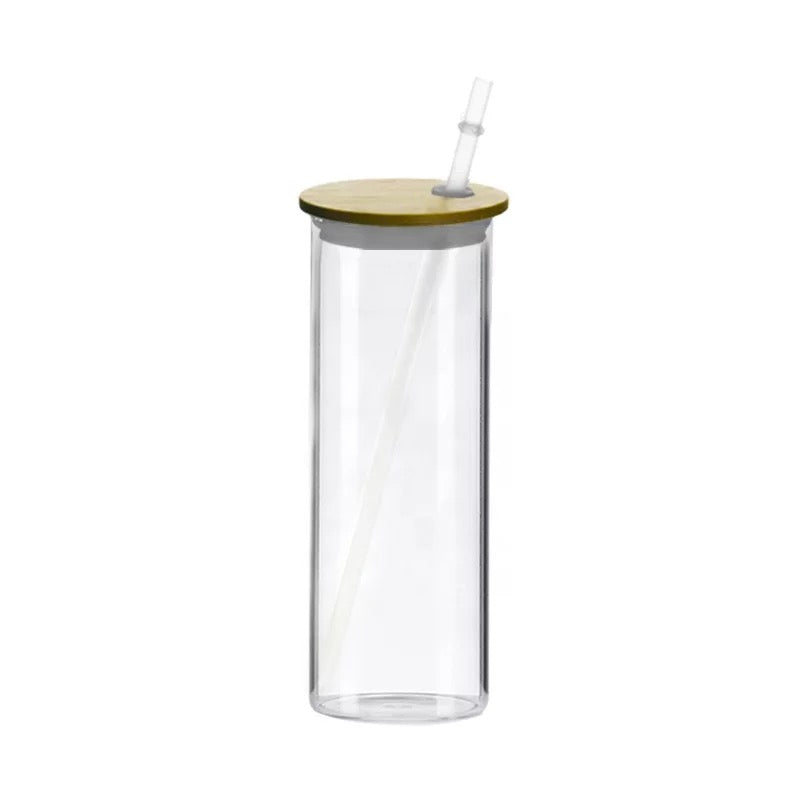 25 oz CLEAR Sublimation  BAMBOO soda glass jar